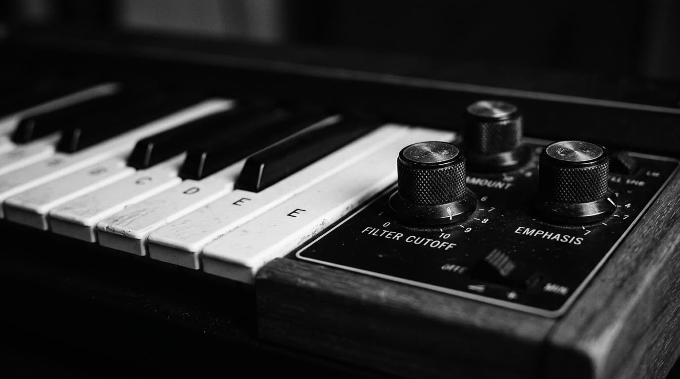 Hardware synthesizer keys and rotary cutoff filters