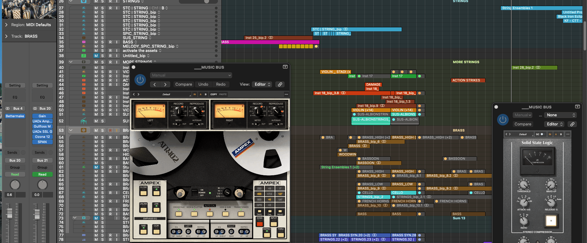 Marvel x Lenskart music production session with tape machine and mix bus processing